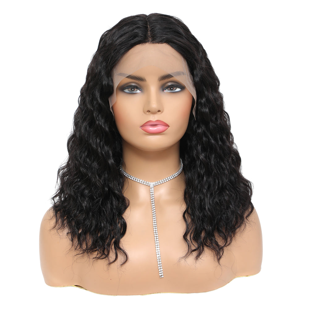 100% Human Hair 18 Inches Water Deep 360 Lace Frontal Natural Black Wig