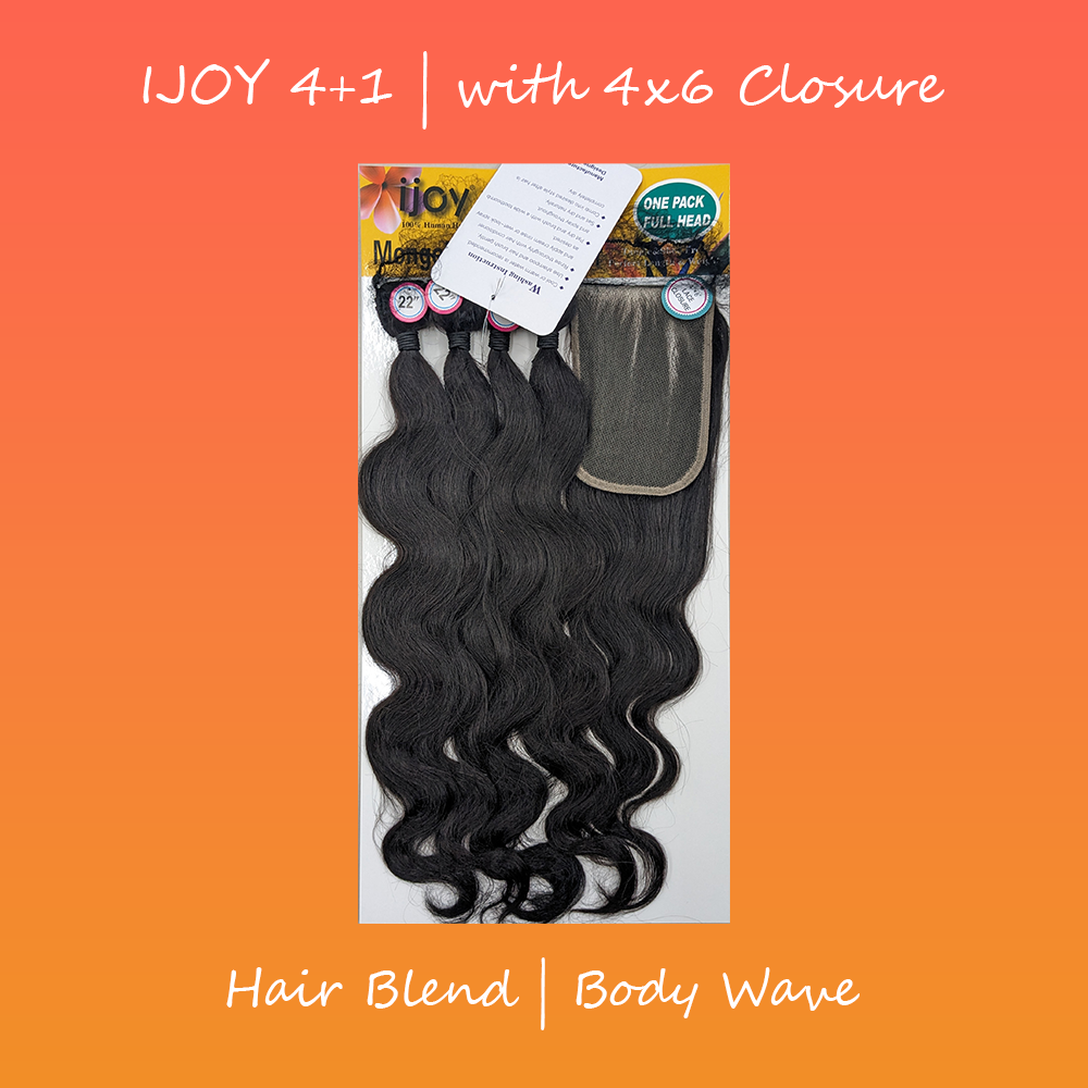 ijoy Mongolian Bundle Hair Body Wave 4+1 Pack with 4X6 Closure