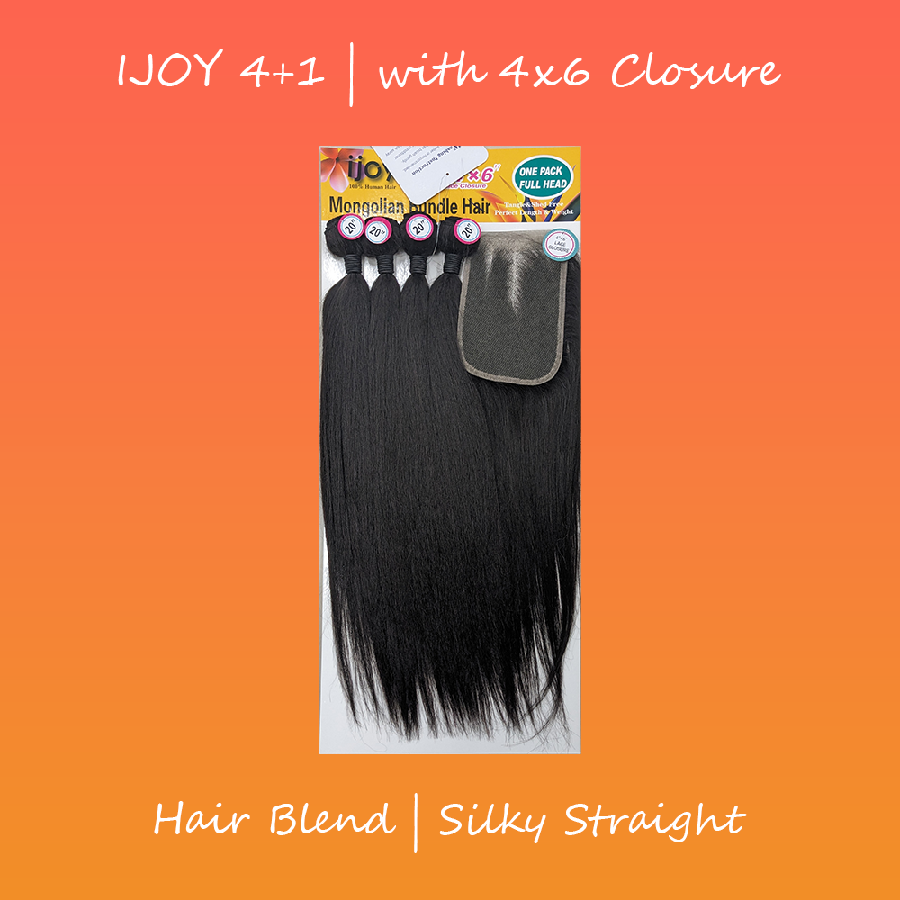 ijoy Mongolian Bundle Hair Straight 4+1 Pack with 4X6 Closure