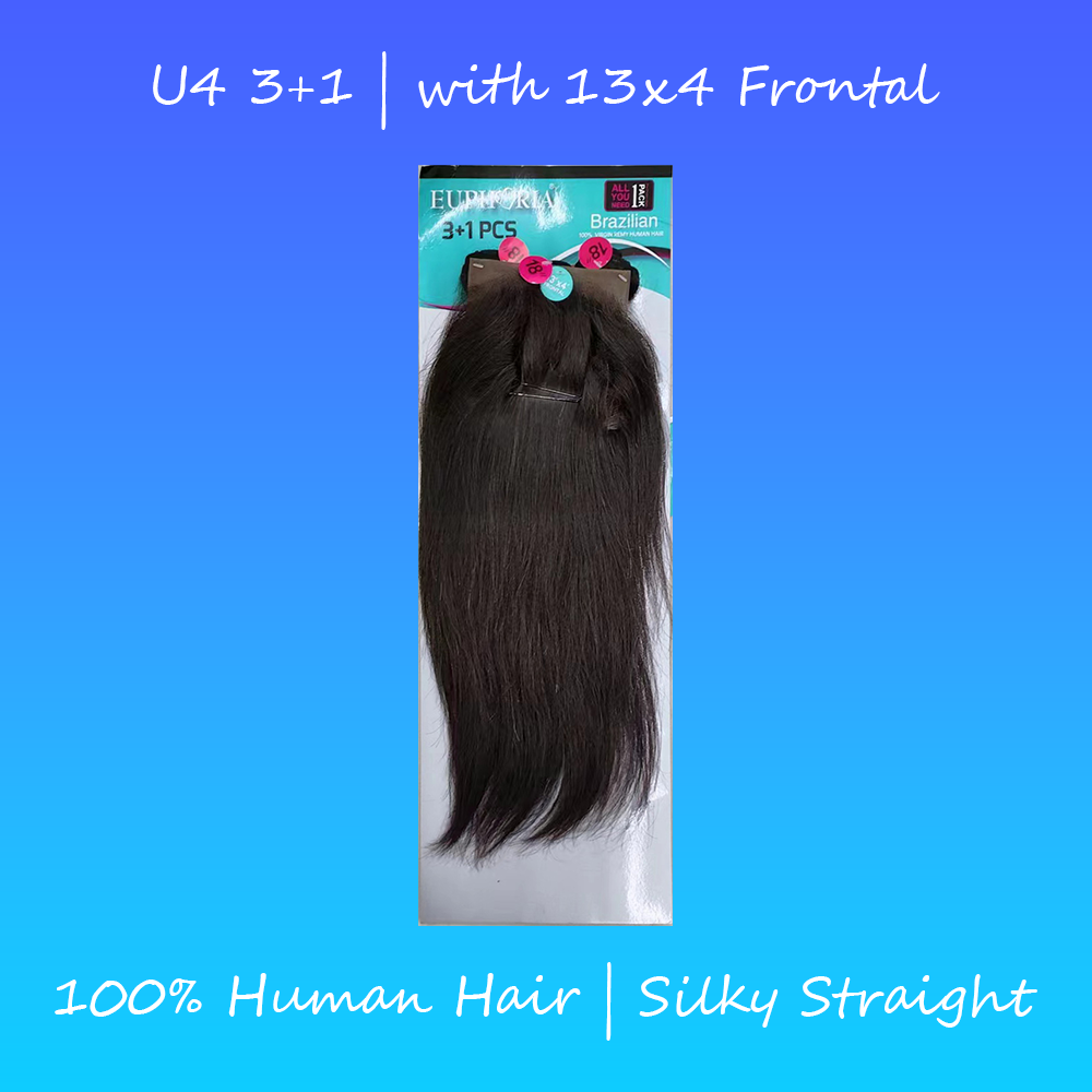 U4 Kemy Plus 100% Human Hair 3+1 Pack with 13x4 Frontal