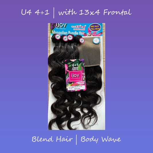 ijoy Mongolian Bundle Hair Body Wave 4+1 Pack with 13X4 Frontal