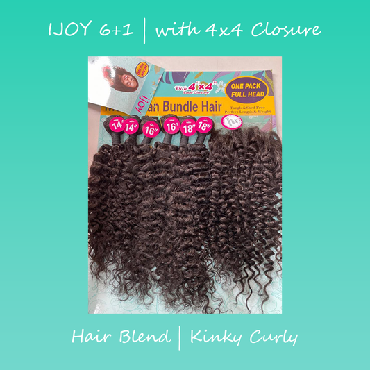 ijoy Mongolian Bundle Hair 6+1 Pack with 4X4 Clusre Kinky Curly