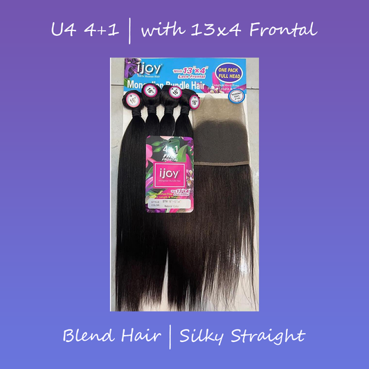 ijoy Mongolian Bundle Hair Straight 4+1 Pack with 13X4 Frontal