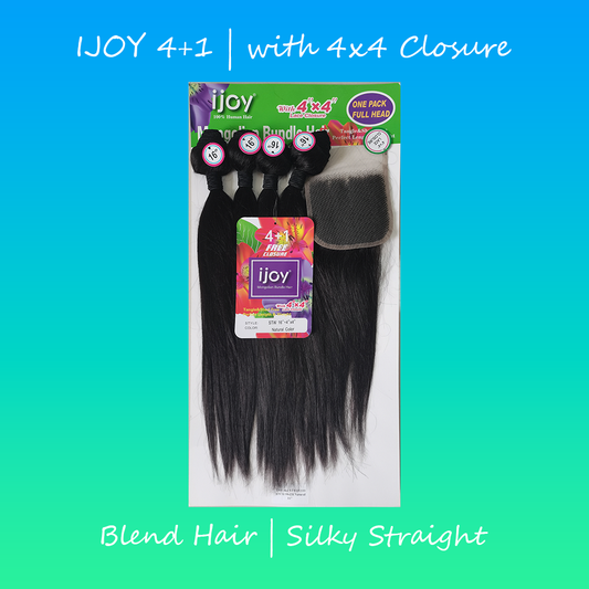 ijoy Mongolian Bundle Hair Straight 4+1 Pack with 4X4 Closure