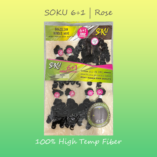 Soku Premium Synthetic Hair 6+1 Pack with 4x4 Closure