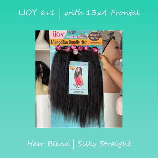 ijoy Mongolian Bundle Hair Straight 6+1 Pack with 13X4 Frontal